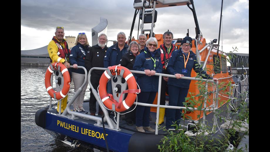 Pwllheli RNLI volunteers aboard Pwllheli RNLI Shannon class all-weather lifeboat