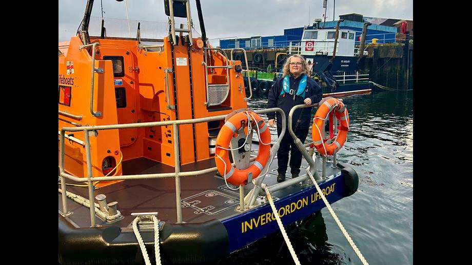 Jac Macfarlane onboard Shannon Class Lifeboat RNLB Agnes AP Barr