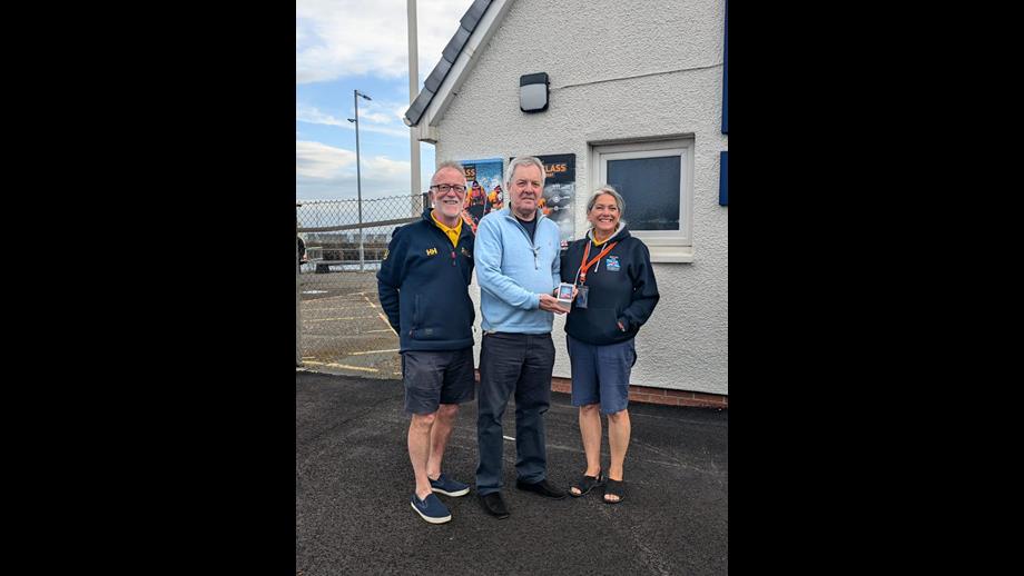 James and Belinda with Troon Lifeboat Operations Manager Jim Redmond