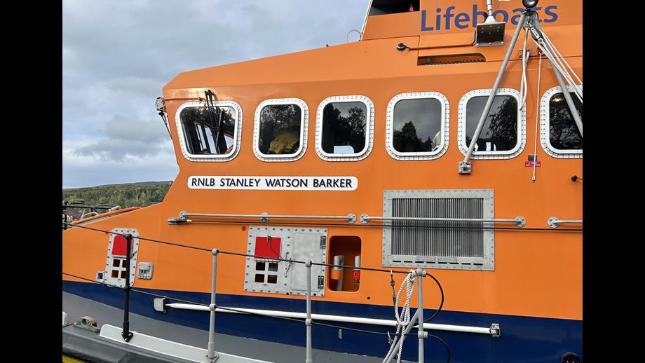 RNLB Stanley Watson Barker moored in Portree.