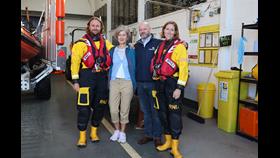 Paula with the crew members who rescued her