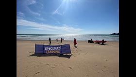 RNLI lifeguards undergoing training at Praa Sands