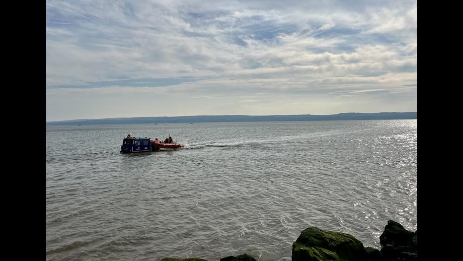 The D class returns to shore and re-joins the Hagglund BV launch vehicle