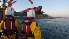 Plymouth RNLI launching Y-Boat