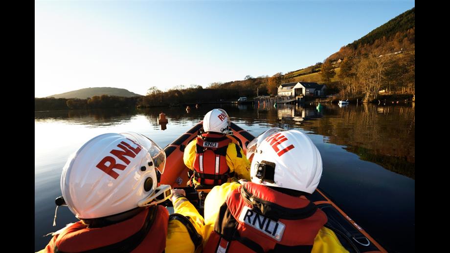 Loch Ness RNLI crew approaching the lifeboat station