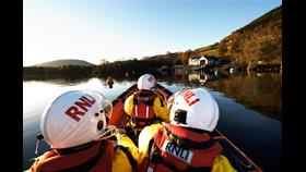 Loch Ness RNLI crew approaching the lifeboat station