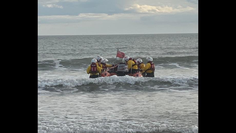 Port Talbot RNLI making ready to launch for a tier one assessment