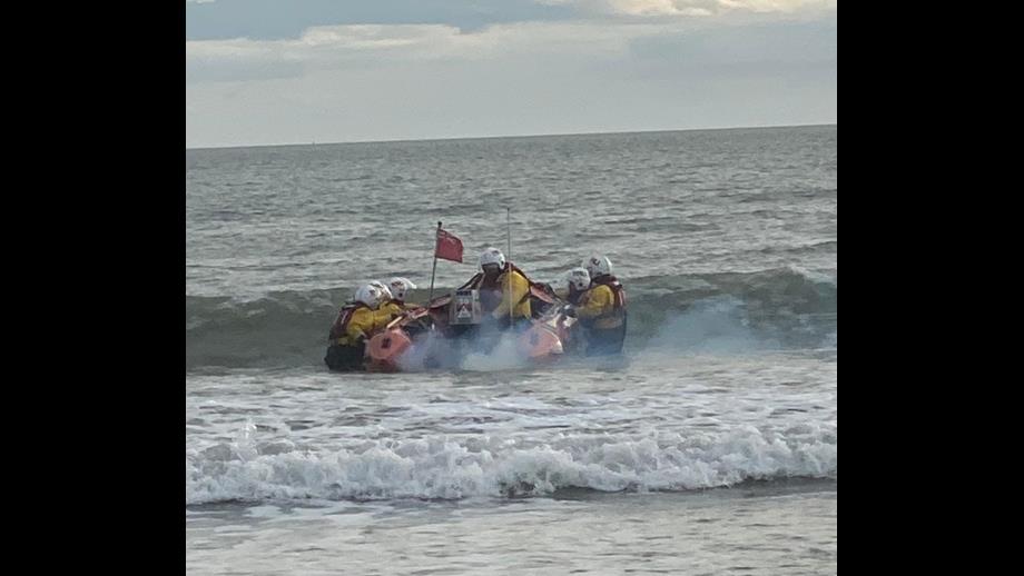 Port Talbot RNLI making ready to launch for a tier one assessment