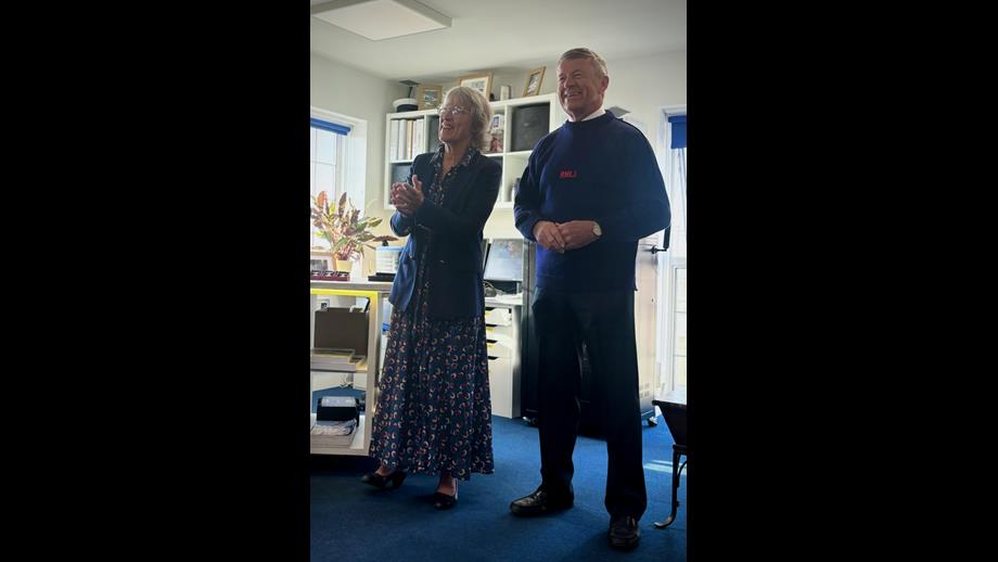 Lord-Lieutenant Suzie Sheldon and Lifeboat Operations Manager, Tom Carlstedt-Duke.