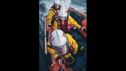 The photo shows the volunteer RNLI crew from Barry Dock on the D class on exercise.
