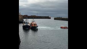 Girvan lifeboat bringing in the fishing vessel