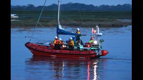 The Casualty yacht being towed in the River Brue