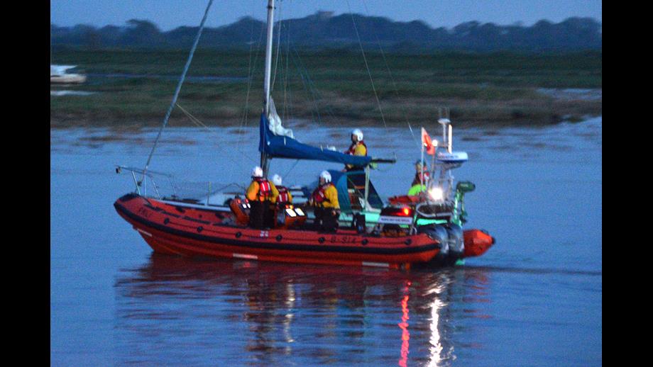 The Casualty yacht being towed in the River Brue