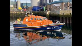 Peterhead RNLI charity lifeboat heading out for a training exercise recently