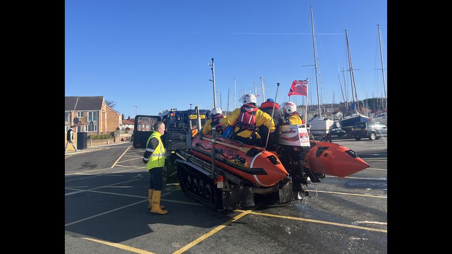 The D class re-hitched to the Hagglund BV launch vehicle, back on shore