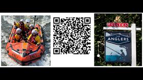 QR code, lifeboat and Anglers sign
