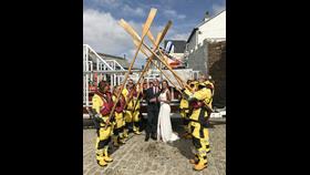 RNLI Appledore volunteers form guard of honours for newlyweds Allen and Emma