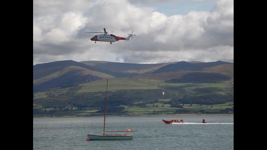 Daytime Picture of the Coastguard Helicopter and Beaumaris Atlantic 85 Lifeboat