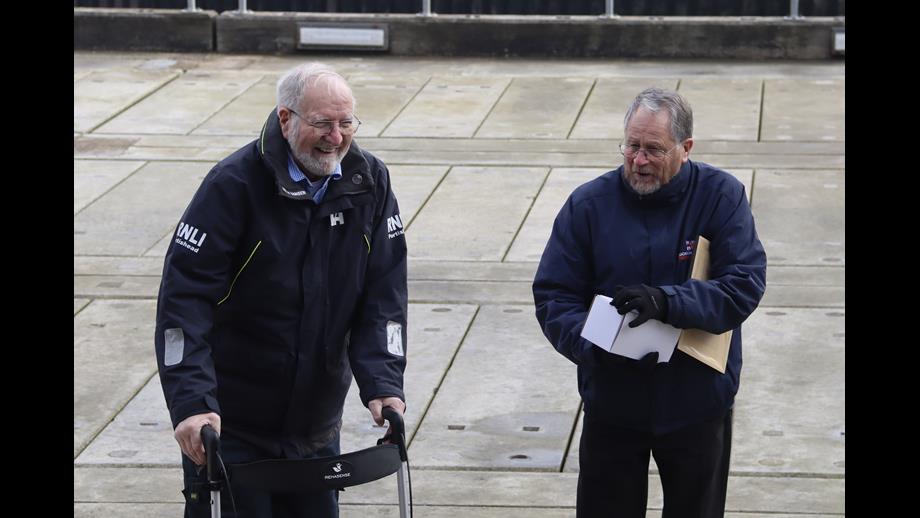 RNLI President Mike Roberts with Geoff Vian