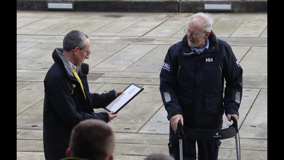 RNLI President Mike Roberts with Simon Perks