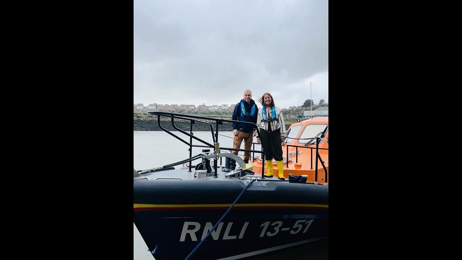 The photo is of Olivia Harrison and Coxswain Andy Gavan on the Shannon ALB
