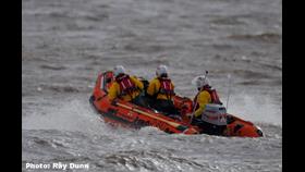 Bridlington RNLI relief inshore lifeboat ‘Dorothy Katherine Barr III’ launching on service.