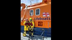 Pat Boyle and partner Julie Savoie pictured at the lifeboat