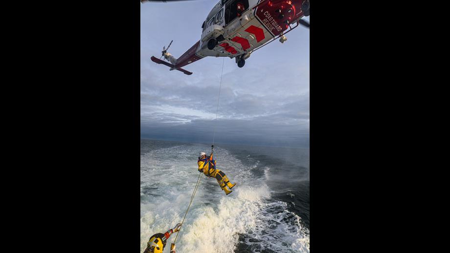 Person dangling in air.
