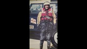 Port Talbot RNLI Ron Jones 42 years ago wearing the first dry suit 