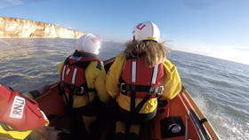 Kathrine Nash (right) on service to walkers cut off by the tide