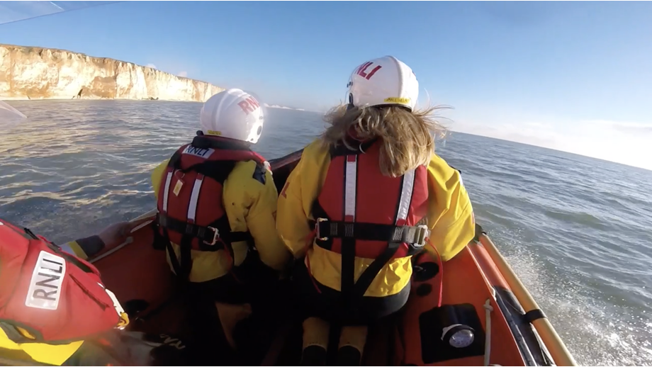 Kathrine Nash (right) on service to walkers cut off by the tide