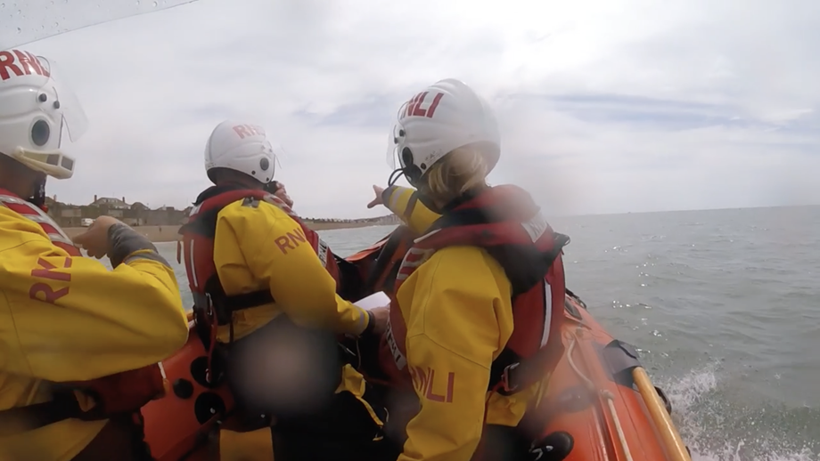 Katherine Nash on the right in training for ILB Navigation, Seaford Bay