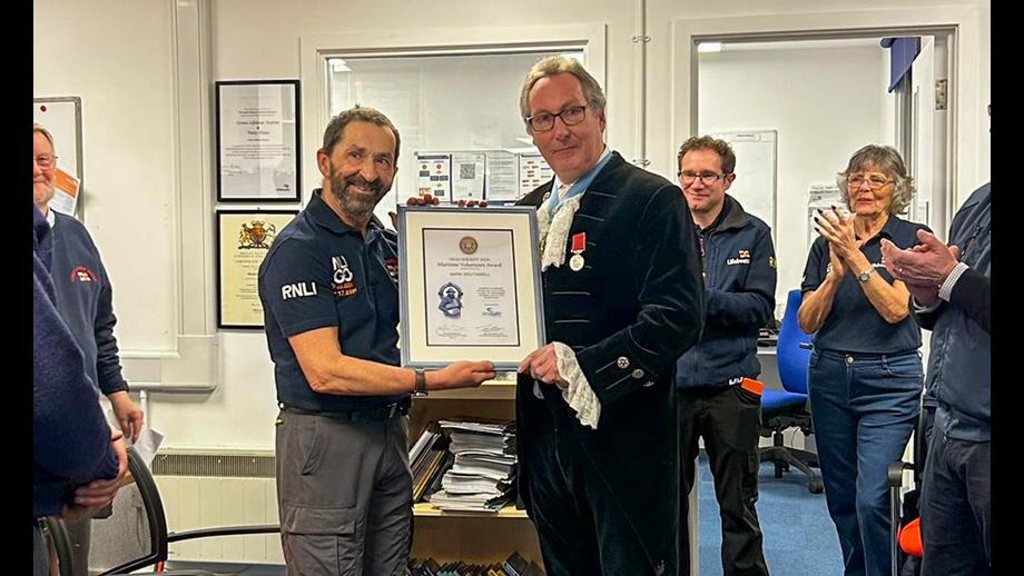 Mark and the High Sheriff, Graham Bliss, holding the award