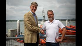 Peter Sparkes, RNLI Chief Executive (left) and Jelte Liebrand, Savvy Navvy Founder and CEO (right) meeting at RNLI in Poole.
