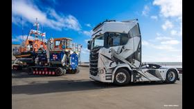 RNLI’s Shannon Class all-weather lifeboat and the Shannon Launch and Recovery System (SLARS) with the Scania 770S truck.