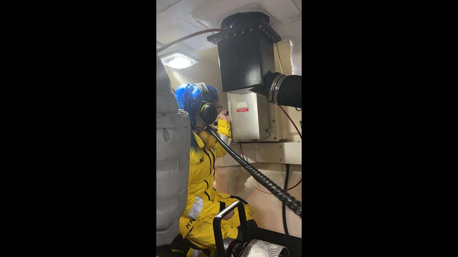 Ellie at work in the engine room