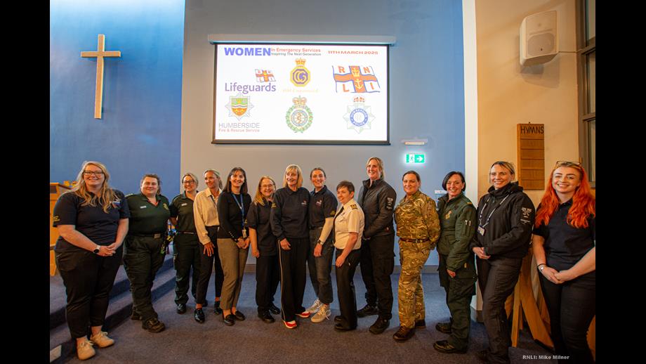 Bridlington RNLI with guest speakers at the Inspire the next generation of Women in emergency services event.