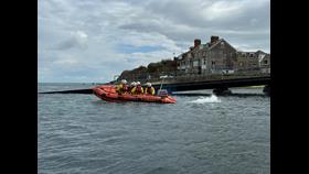 Swanage ILB launching from Swanage Lifeboat Station