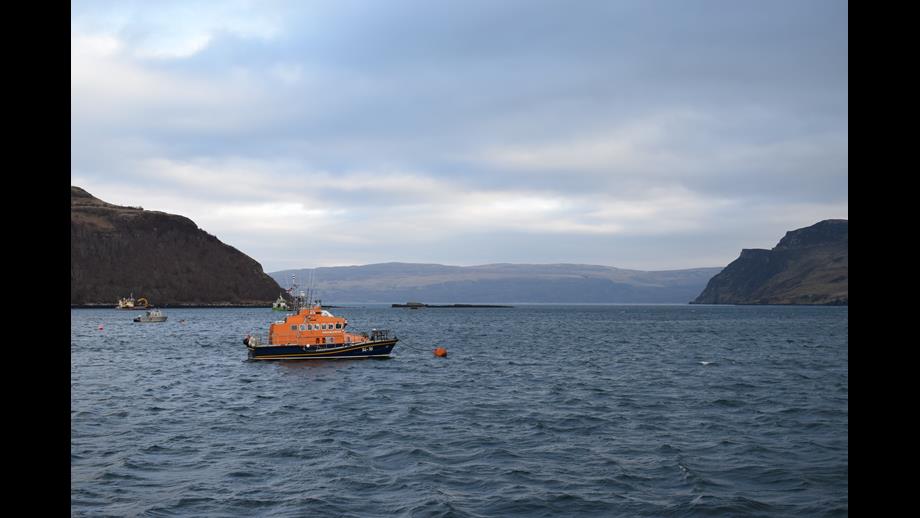 Portree lifeboat on the mooring