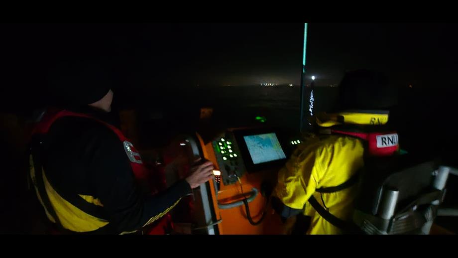 The all weather lifeboat's flying bridge, taken at night and showing the challenges of navigating in the dark