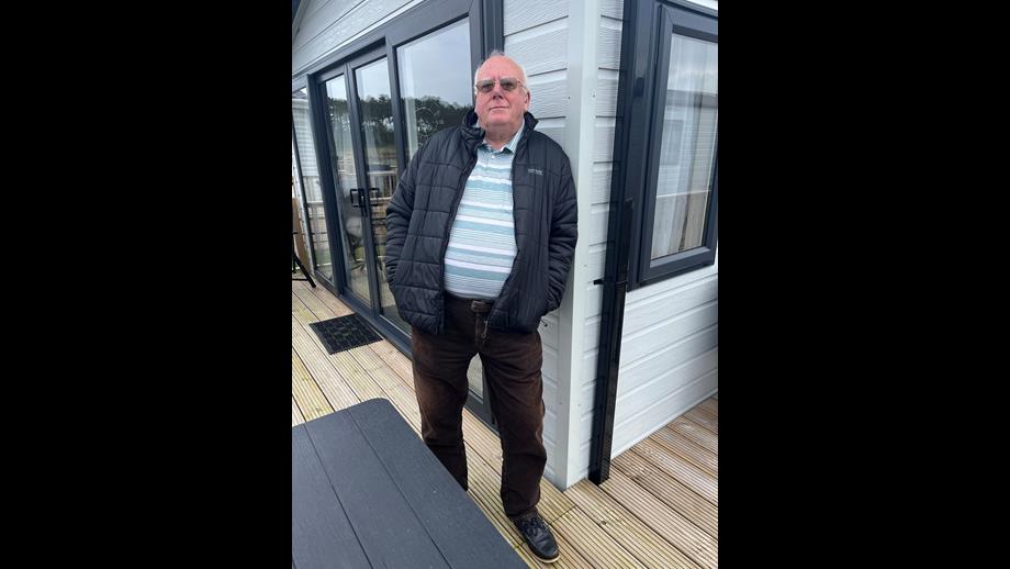 John Hickling at his caravan in Wells-next-the-sea 