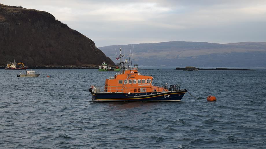 Portree lifeboat on the mooring