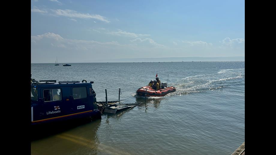 The lifeboat can be seen recovering onto the BV launch vehicle on a sunny day