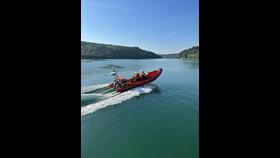 Lifeboat leaving Union Hall pier.
