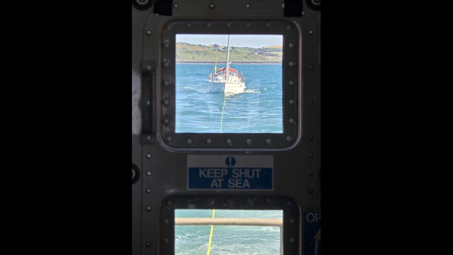 View from inside the lifeboat as it had the casualty under tow.