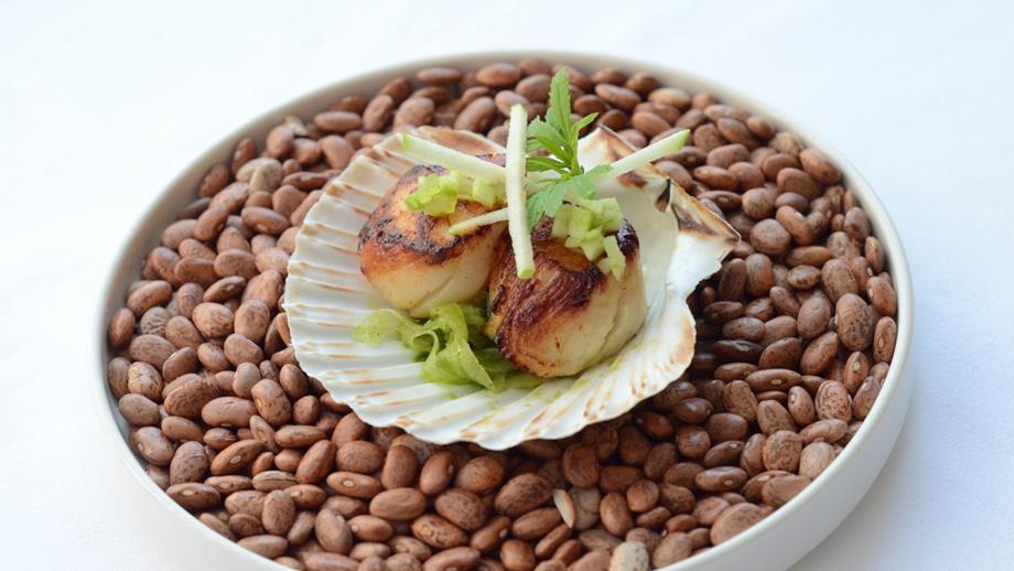 Scallops with fennel, apple and dill