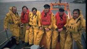 Exmouth lifeboat crew wearing Beaufort lifejackets in 1974
