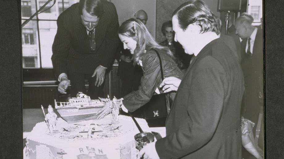 The Lord Mayor and Lady Mayoress of London with the Duke of Atholl, looking at the City of London Christening on the 1st of November 1982.