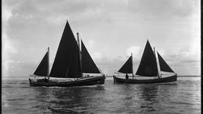 Black and white image of Langham lifeboat on service 