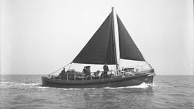 Black and white image of Donaghadee lifeboat, Civil Service No.5, while on trials